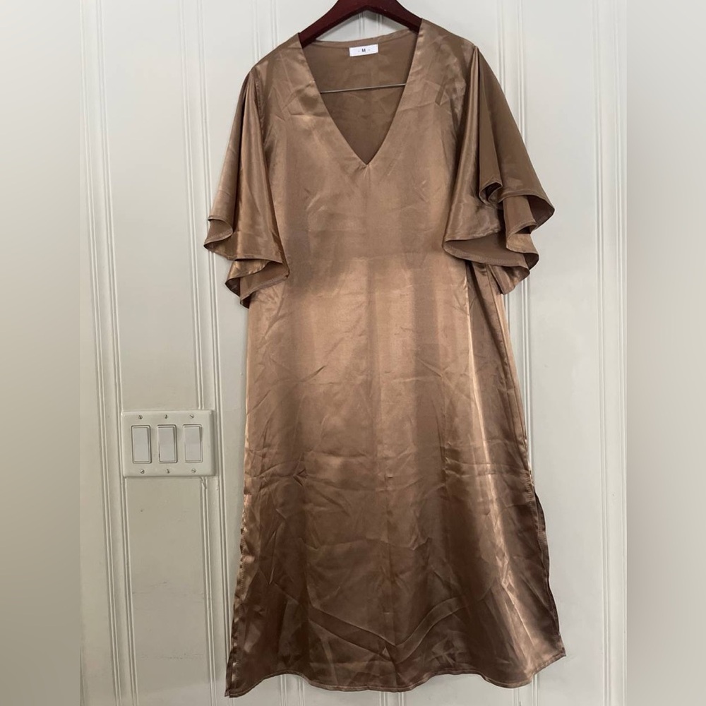 Light Brown Satin Nightgown Dress - Picture 6 of 10